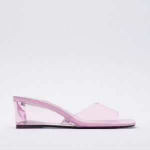 ZARA PINK PVC WEDGES with Translucent Heels Size 8